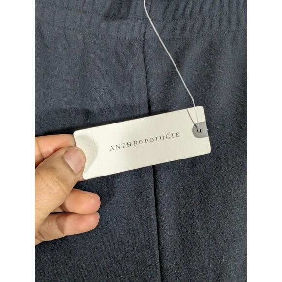 Anthropologie Maeve Womens Black Wide Leg Pull On Track Pants Sz L Casual Lounge - Picture 4 of 9